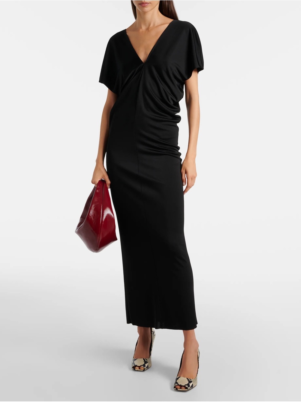 KHAITE Black Ima V-Neck Maxi Dress size S